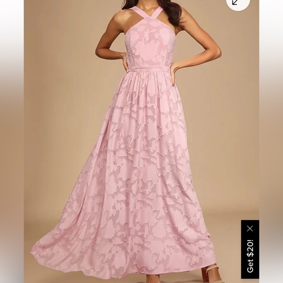 Lulus Love and Beyond Mauve Pink Burnout Floral Maxi Halter Style Dress … - Picture 1 of 12